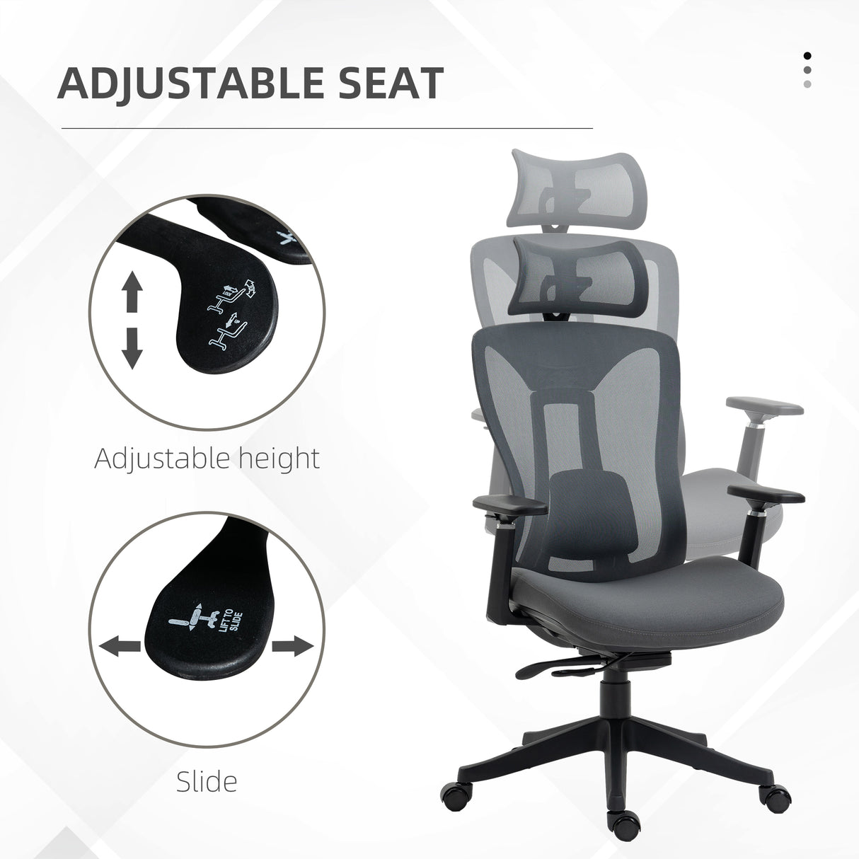 easycomfort easycomfort sedia da ufficio reclinabile con poggiatesta supporto lombare e altezza regolabili grigio