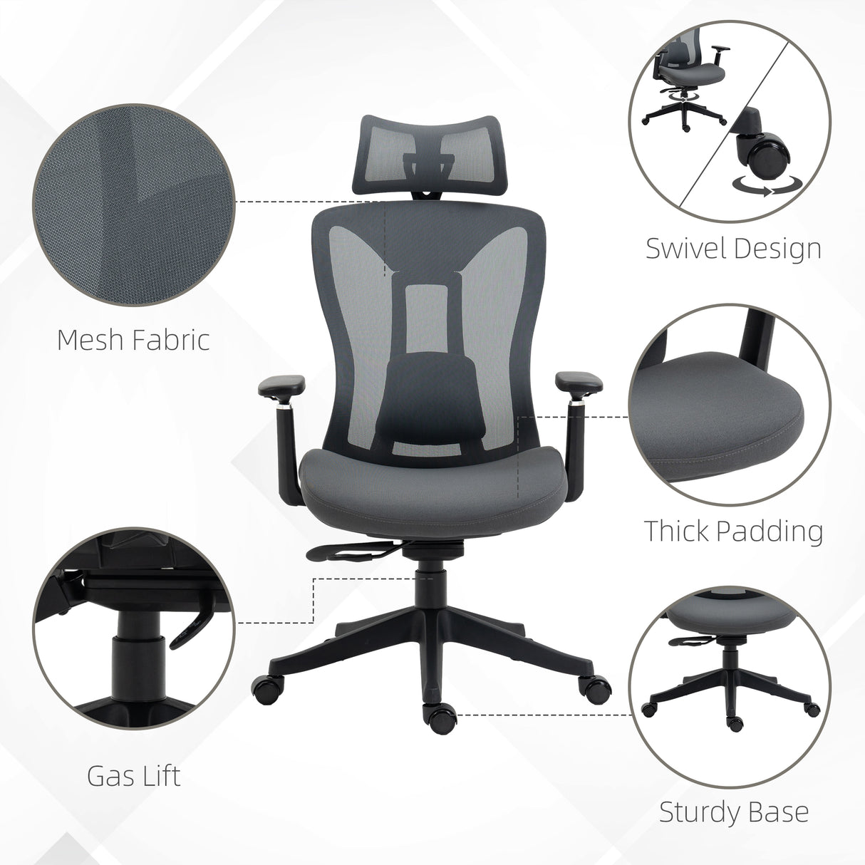 easycomfort easycomfort sedia da ufficio reclinabile con poggiatesta supporto lombare e altezza regolabili grigio