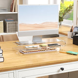 easycomfort easycomfort supporto per monitor pc in acrilico con scomparti centrali 57x19x11 5cm trasparente