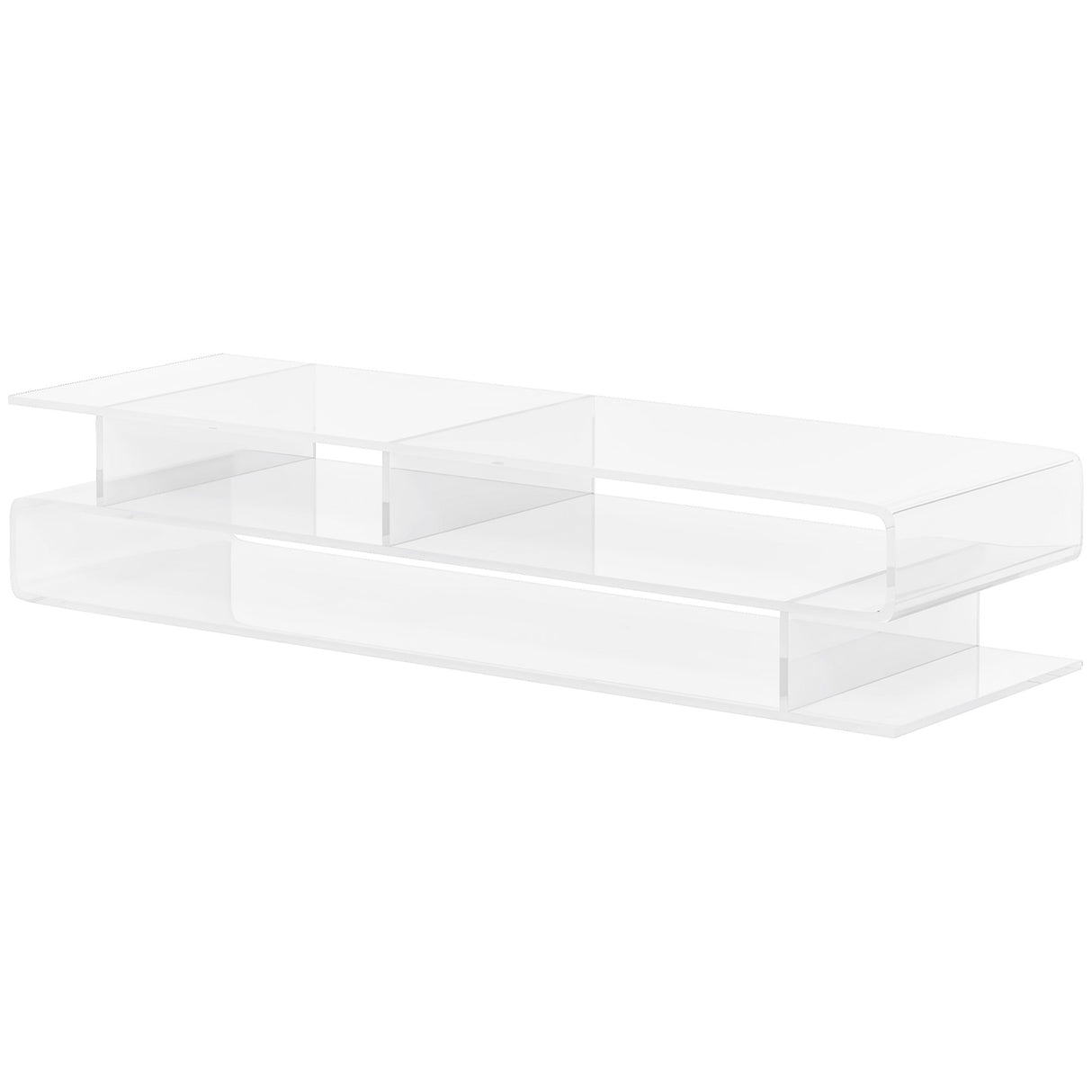 easycomfort easycomfort supporto per monitor pc in acrilico con scomparti centrali 57x19x11 5cm trasparente
