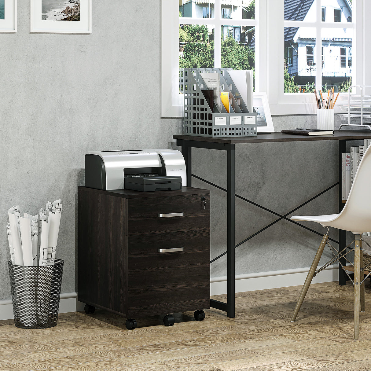 easycomfort easycomfort schedario da ufficio cassettiera per scrivania in legno 2 cassetti serratura con 2 chiavi nero 40x45x55 6cm ean 8054144134949