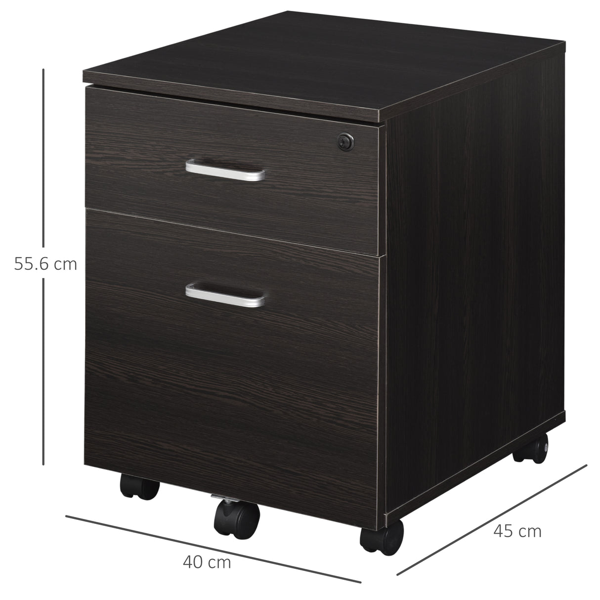easycomfort easycomfort schedario da ufficio cassettiera per scrivania in legno 2 cassetti serratura con 2 chiavi nero 40x45x55 6cm ean 8054144134949