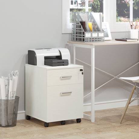 easycomfort easycomfort schedario da ufficio cassettiera per scrivania in legno 2 cassetti serratura con 2 chiavi bianco 40x45x55 6cm ean 8054144133461