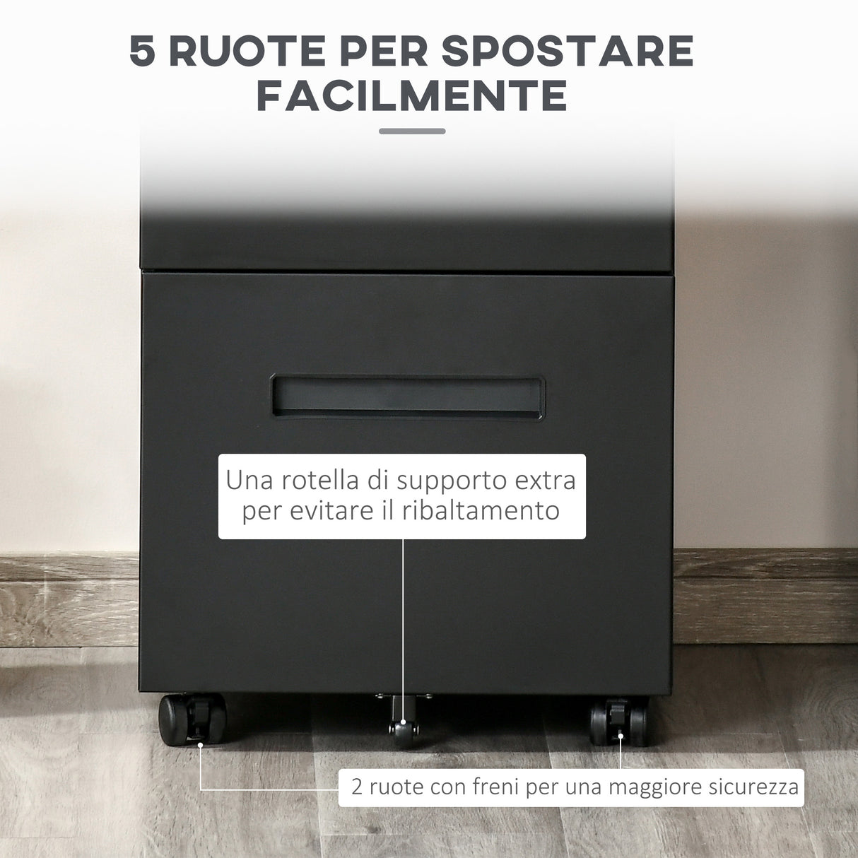 easycomfort easycomfort cassettiera ufficio con ruote schedario portadocumenti a 2 cassetti con serratura e 2 chiavi in acciaio 39x48x67cm nero