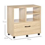 easycomfort mobile multiuso per ufficio porta stampante con 5 ruote e ripiano regolabile 77x40x73cm   legno