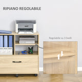 easycomfort mobile multiuso per ufficio porta stampante con 5 ruote e ripiano regolabile 77x40x73cm   legno
