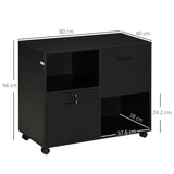 easycomfort easycomfort mobile da ufficio con 2 cassetti porta documenti e ripiani ruote con blocco 80x40x66cm nero