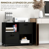 easycomfort easycomfort mobile da ufficio con 2 cassetti porta documenti e ripiani ruote con blocco 80x40x66cm nero