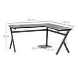 easycomfort easycomfort scrivania angolare per ufficio in legno nero 155x130x76cm ean 8054144139142