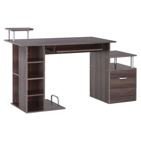 easycomfort easycomfort scrivania per computer da camera e ufficio con cassetto e scaffale in legno 152x60x88cm marrone ean 8054111843164