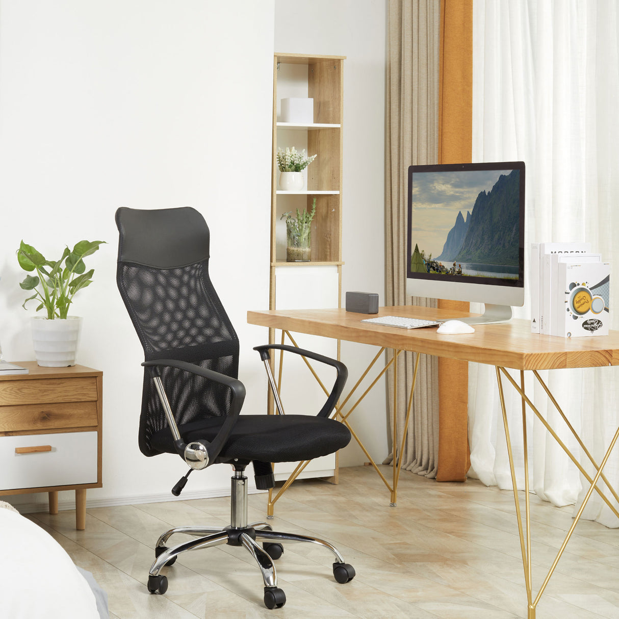 easycomfort easycomfort sedia ergonomica da ufficio girevole e dondolo con ruote altezza regolabile e schienale a rete 63x65x109 119cm nero