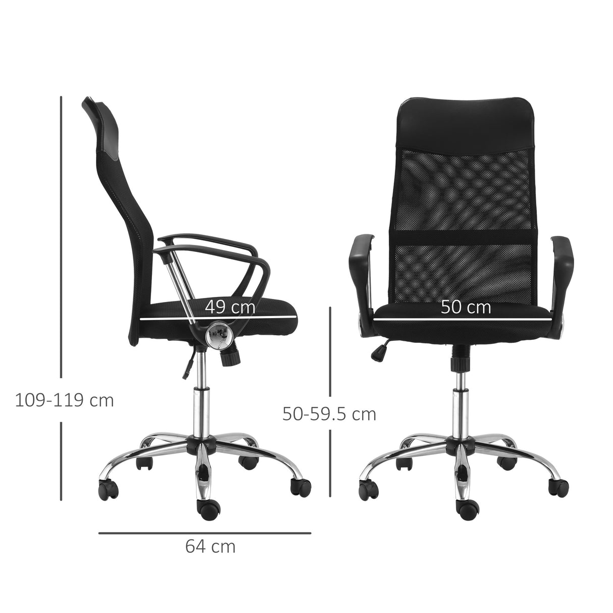 easycomfort easycomfort sedia ergonomica da ufficio girevole e dondolo con ruote altezza regolabile e schienale a rete 63x65x109 119cm nero
