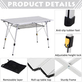 easycomfort easycomfort tavolo da pic nic pieghevole avvolgibile in alluminio con custodia 120 x 70cm