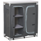 easycomfort easycomfort cucina da campeggio in alluminio con doppio armadietto 3 mensole e sacca di trasporto