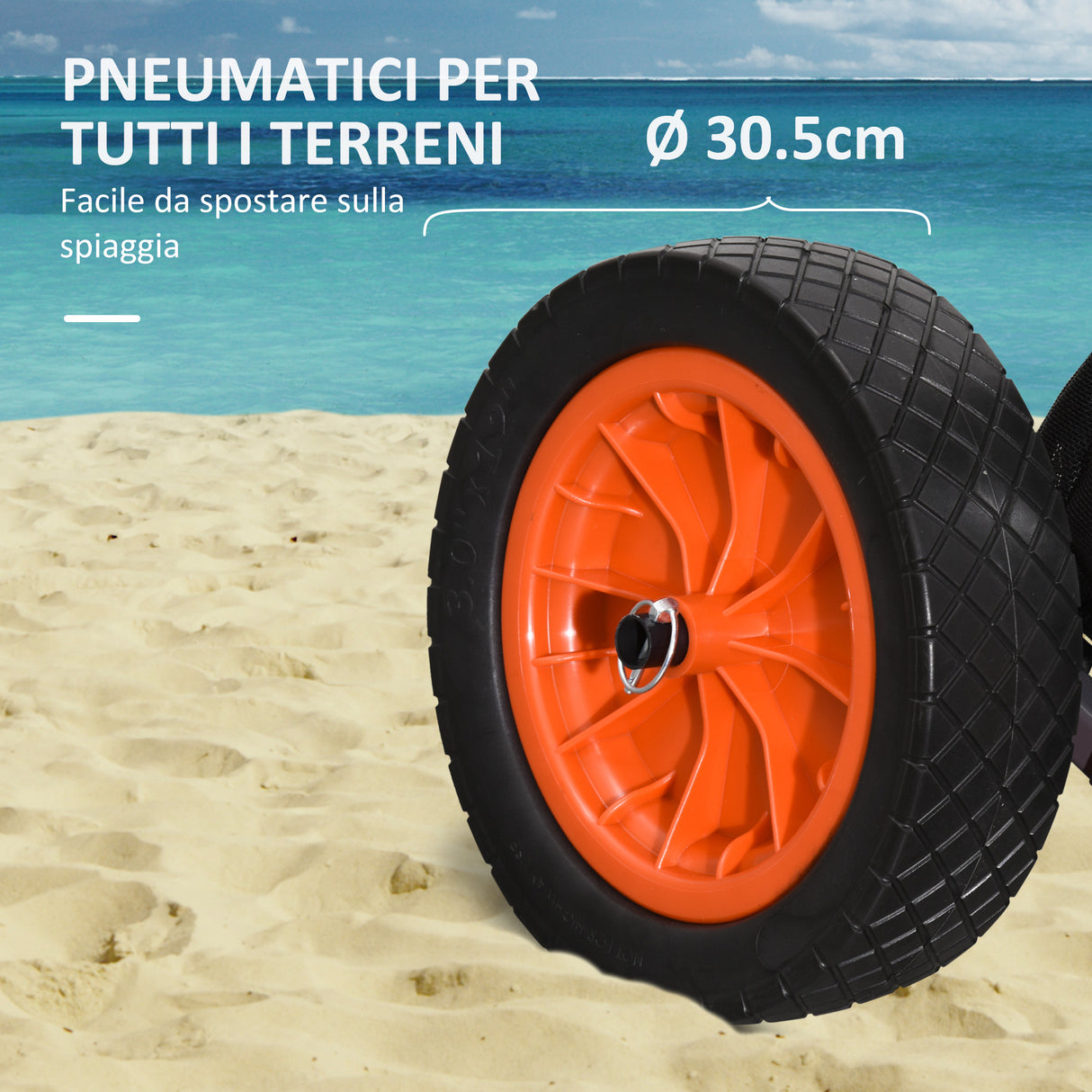 easycomfort easycomfort carrello da spiaggia pieghevole con tasca in rete manico telescopico e cavalletto 82x67x81 cm