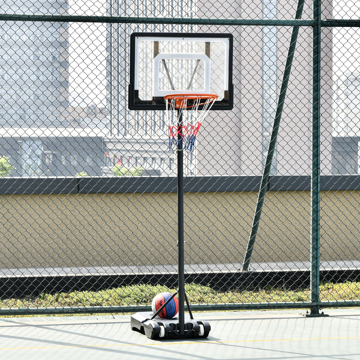 easycomfort canestro basket altezza regolabile 160 210cm struttura in acciaio e base con ruote
