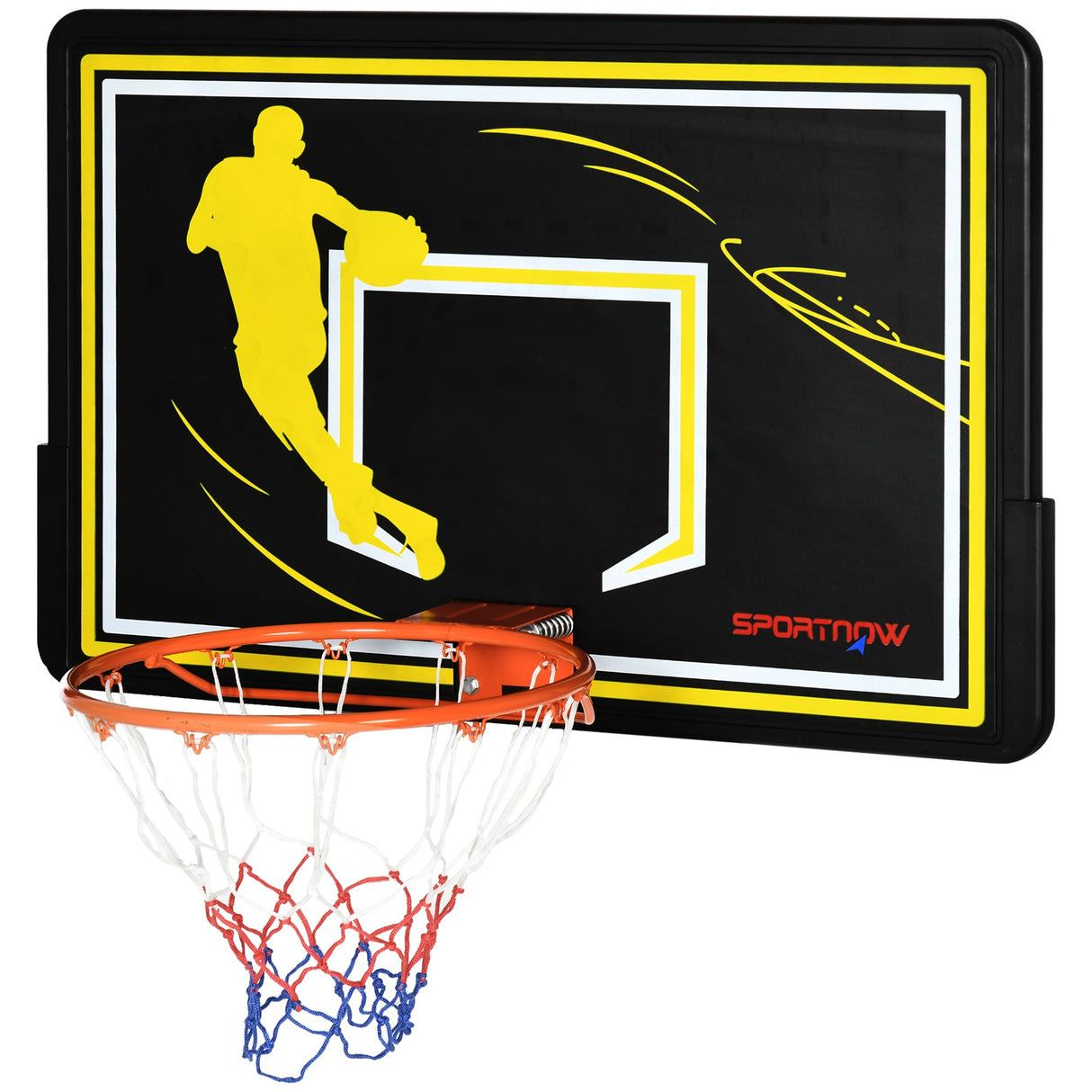 easycomfort canestro basket per bambini e adulti da indoor e outdoor in acciaio e pe 110x90x70 cm nero e giallo