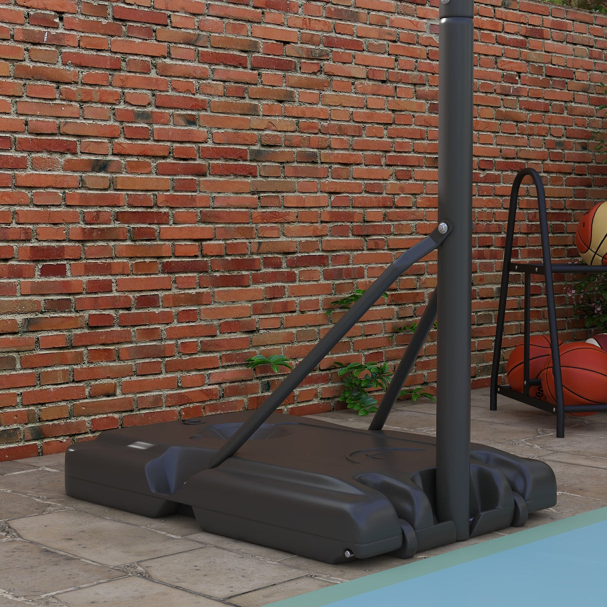 easycomfort canestro basket ad altezza regolabile per giardino e piscina con base riempibile 110x75x195 370 cm nero