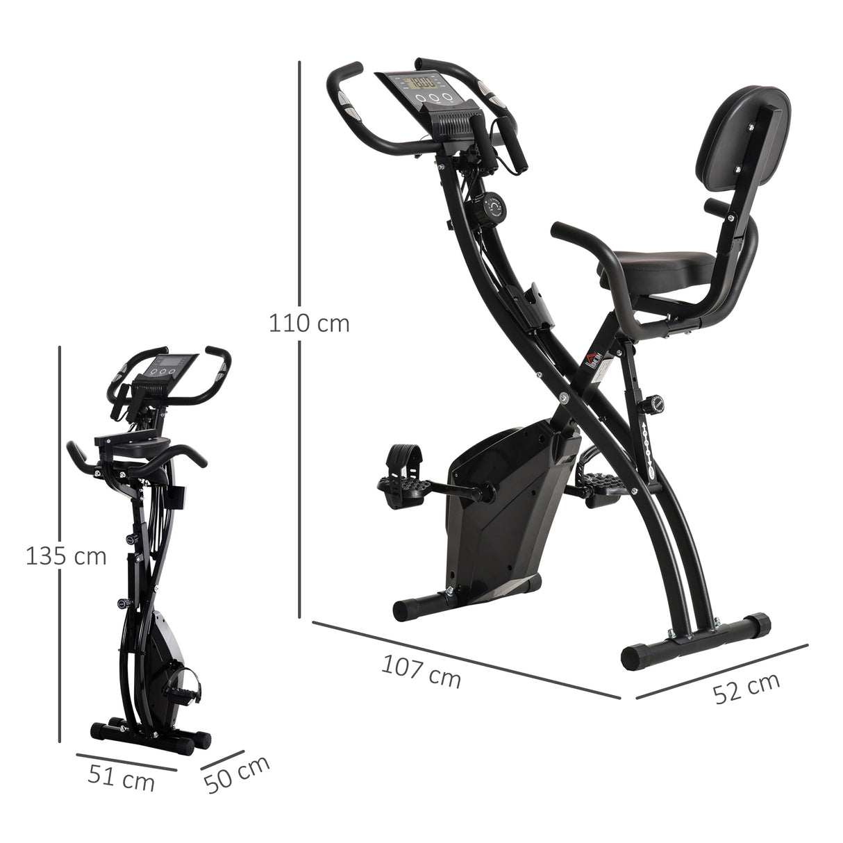 easycomfort easycomfort cyclette pieghevole in acciaio con maniglie e bande elastiche