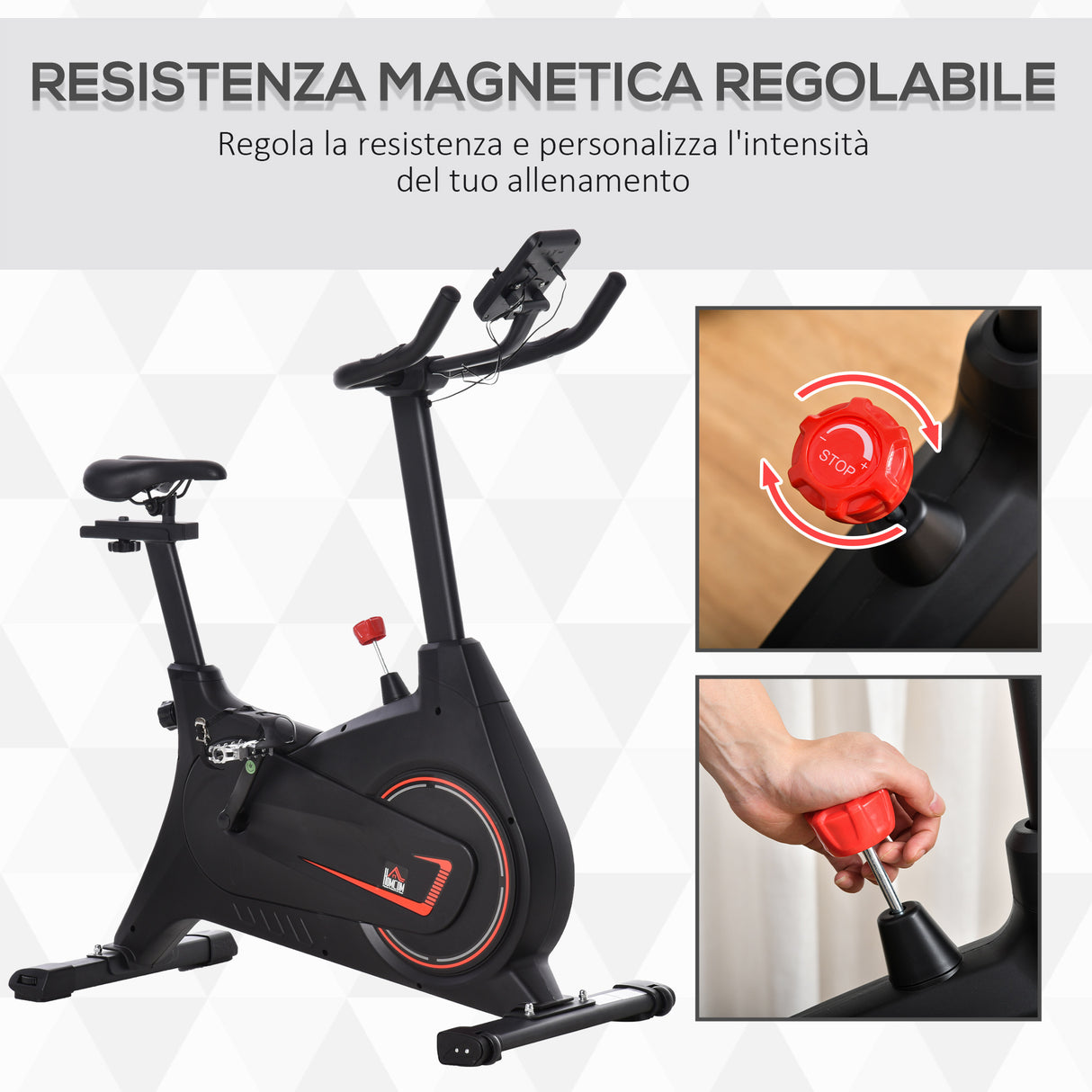 easycomfort easycomfort cyclette magnetica professionale da camera in acciaio e abs con sellino regolabile 100x50x116 126cm nero