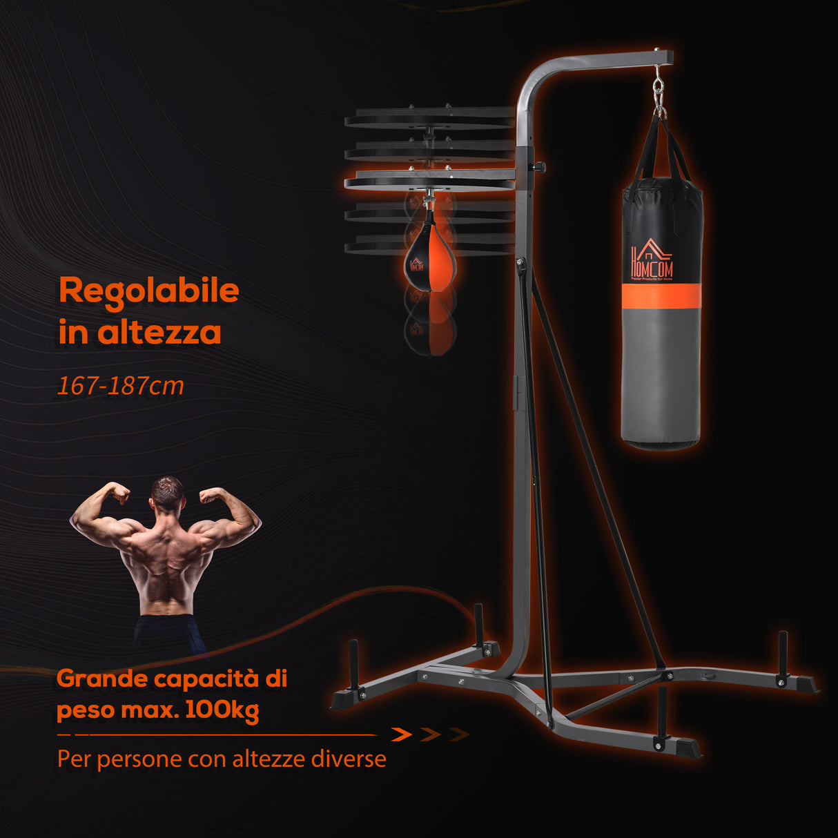 easycomfort easycomfort stazione multiuso regolabile con sacco da boxe 20kg e punching ball per allenamento pugilato