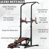 easycomfort easycomfort stazione di allenamento pieghevole multifunzionale in acciaio rosso e nero