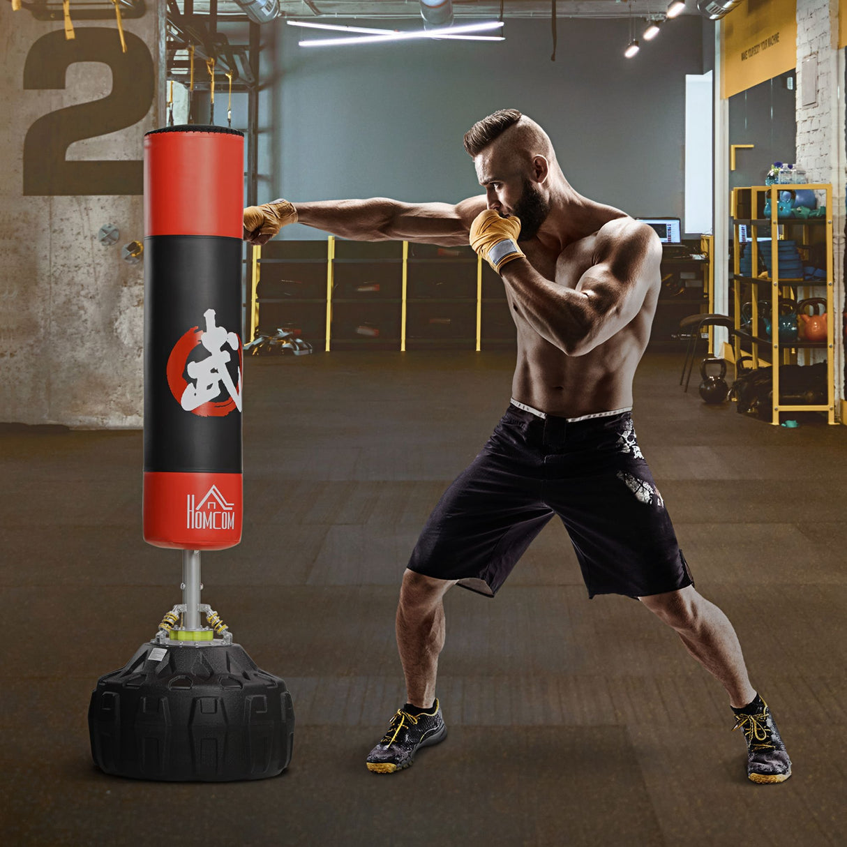 easycomfort easycomfort sacco boxe da terra con supporto per allenamento professionale a casa o in palestra nero e rosso 60 x 180 cm