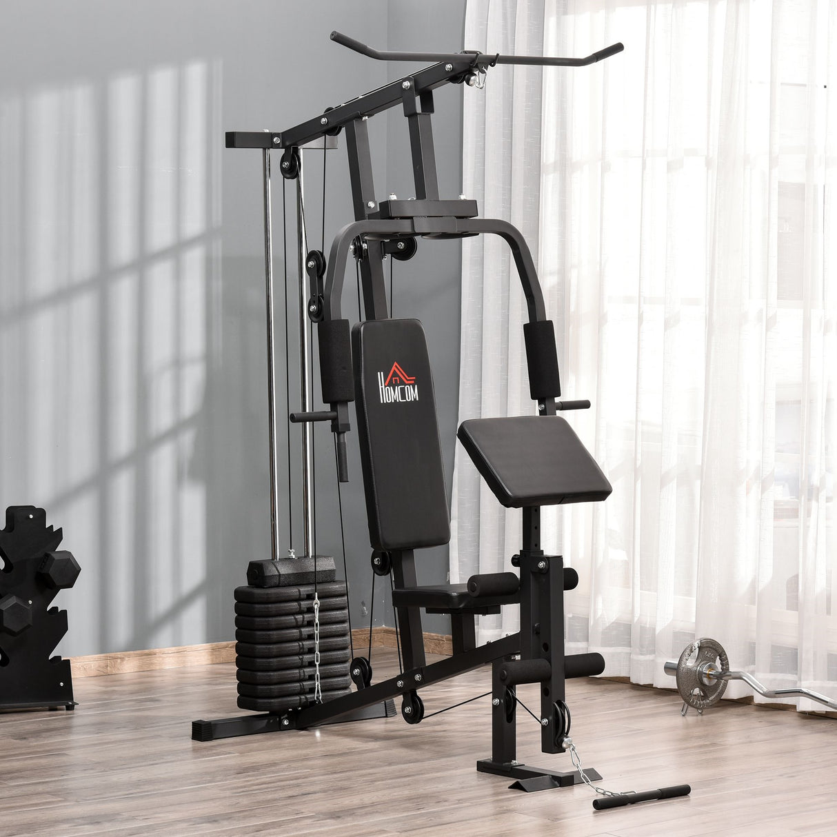 easycomfort easycomfort stazione fitness multifunzione per allenamento a casa e professionale in acciaio 148x108x207 cm nero