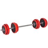 easycomfort set pesi da 20kg in dotazione 1 bilanciere e 2 manubri dischi con rivestimento in plastica antigraffio rosso