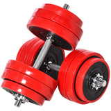 easycomfort set 2 in 1 bilanciere e manubri pesi da 30kg dischi con rivestimento in plastica antigraffio rosso