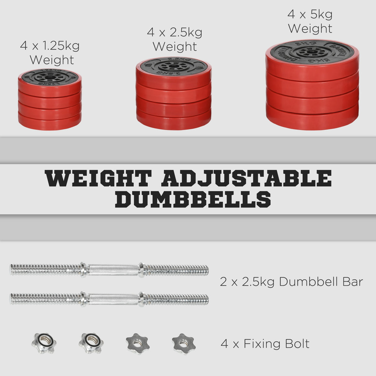 easycomfort set manubri palestra con pesi da 40kg rivestiti in gomma in metallo e sabbia di ferro 45x26x26 cm rossa