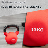 easycomfort kettlebell 10 kg per allenamento bicipiti e spalle in metallo e neoprene 19x12x22 cm rosso