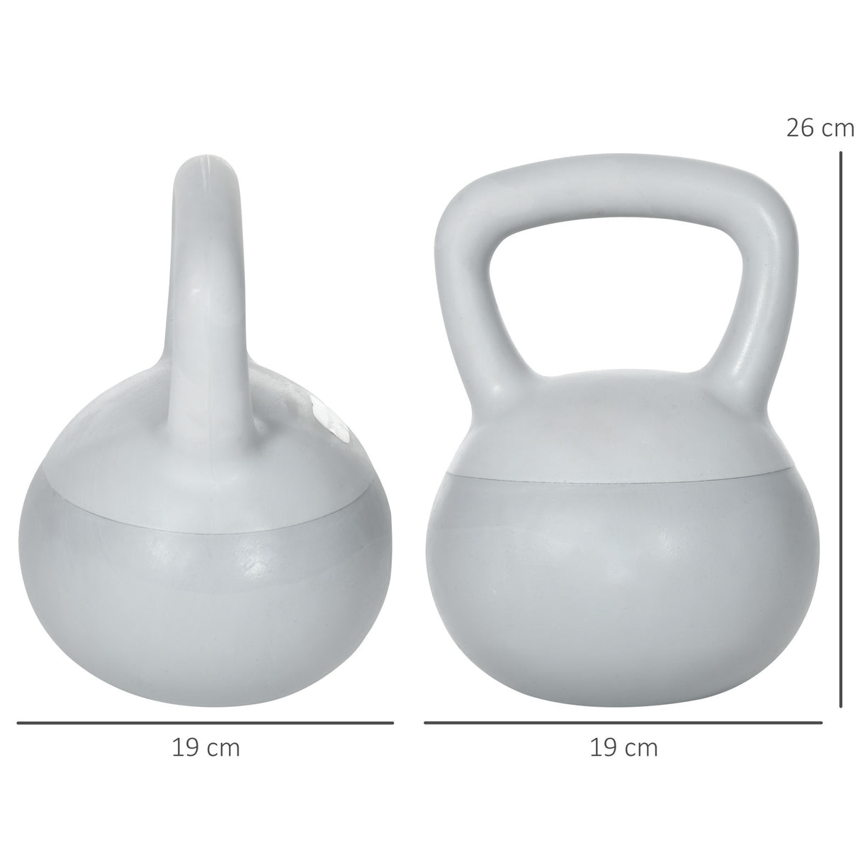 easycomfort kettlebell 4kg in pvc e sabbia metallica per allenamento spalle e bicipiti 19x19x26 cm grigio
