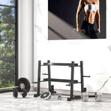 easycomfort rastrelliera per manubri in acciaio con 4 aste regolabili per pesi e kettlebell 131x75x80 cm nero
