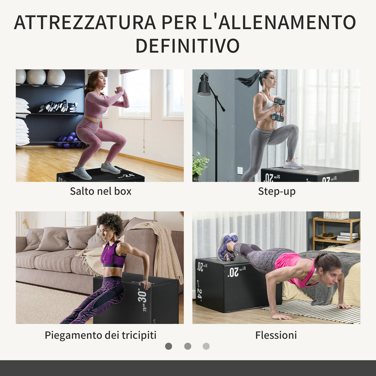 easycomfort plyo box 3 in1 a 3 altezze jumping box pliometrico capacita 120kg 75x51x61cm nero