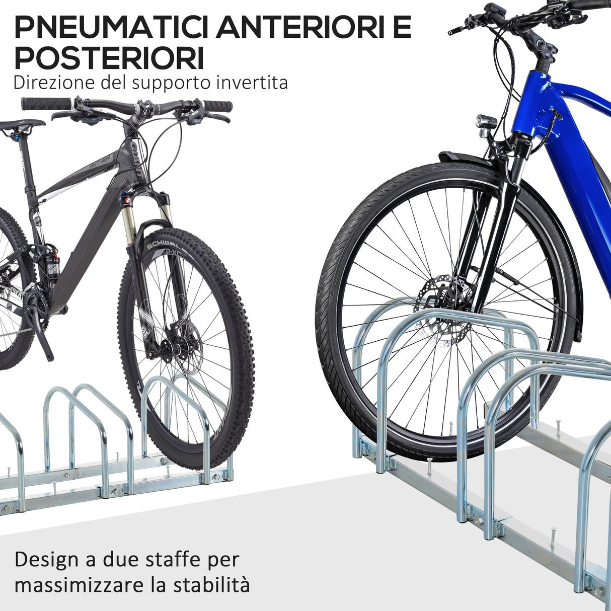 easycomfort rastrelliera portabiciclette parcheggio per 3 biciclette in acciaio 76x33x27 cm argento