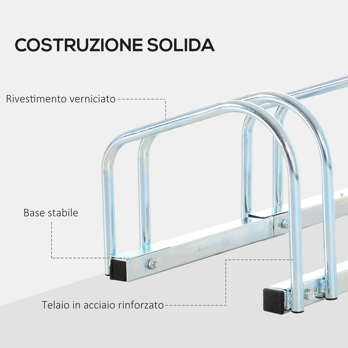 easycomfort rastrelliera portabiciclette parcheggio per 3 biciclette in acciaio 76x33x27 cm argento