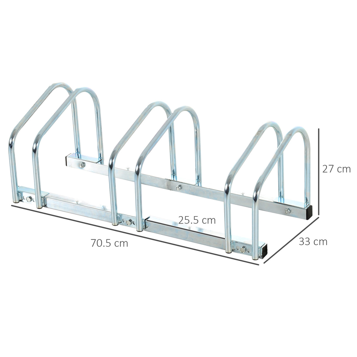 easycomfort easycomfort rastrelliera portabiciclette parcheggio per 3 biciclette tubi dacciaio 70 5 33 27cm argento