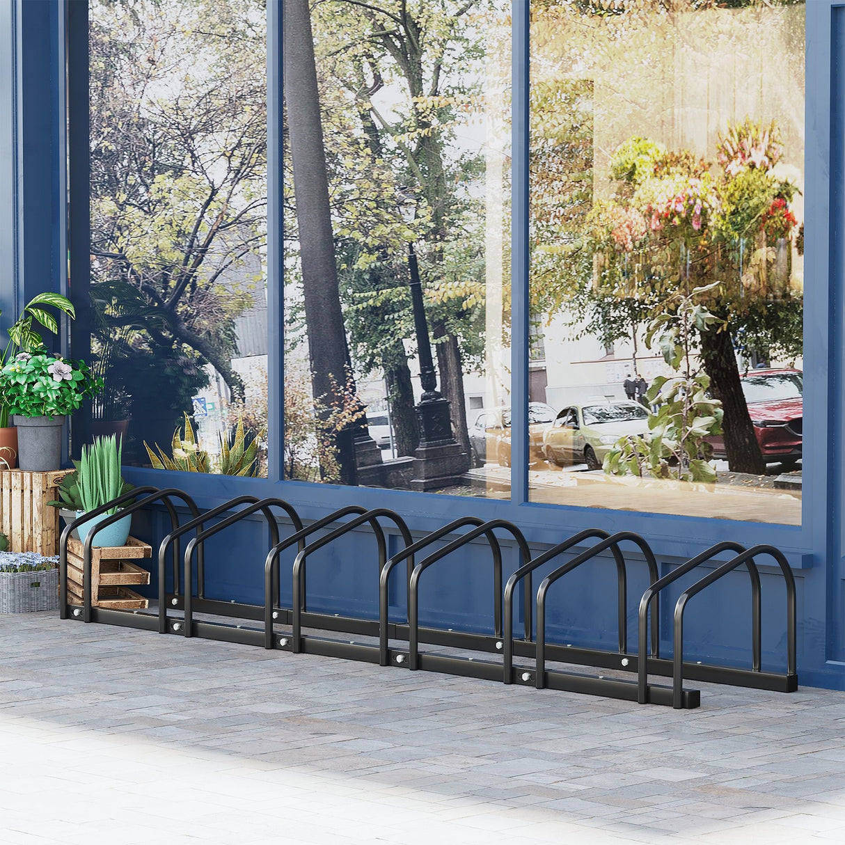 easycomfort rastrelliera portabiciclette parcheggio per 6 biciclette in acciaio 179x33x27 cm nero