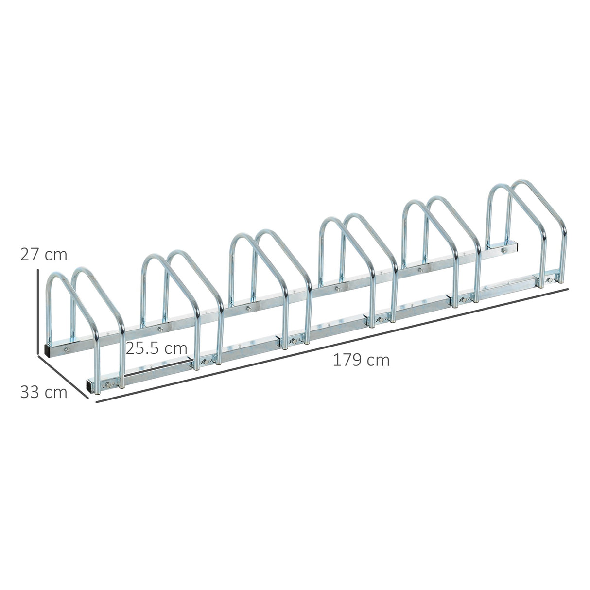 easycomfort rastrelliera portabiciclette parcheggio per 6 biciclette in acciaio 179x33x27 cm argento