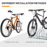 easycomfort rastrelliera portabiciclette parcheggio per 6 biciclette in acciaio 179x33x27 cm argento