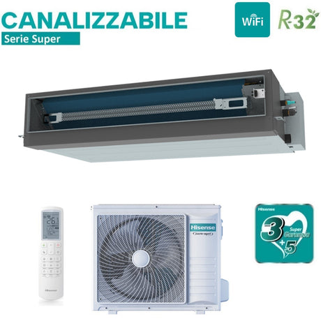 Air conditioner Hisense Inverter Canalizzato Canalizzabile series SUPER 24000 Btu AUD71UX4RFM8 + AUW71U4RJ7 R-32 optional Wi-Fi Classe A++/A+ with Telecomando di series