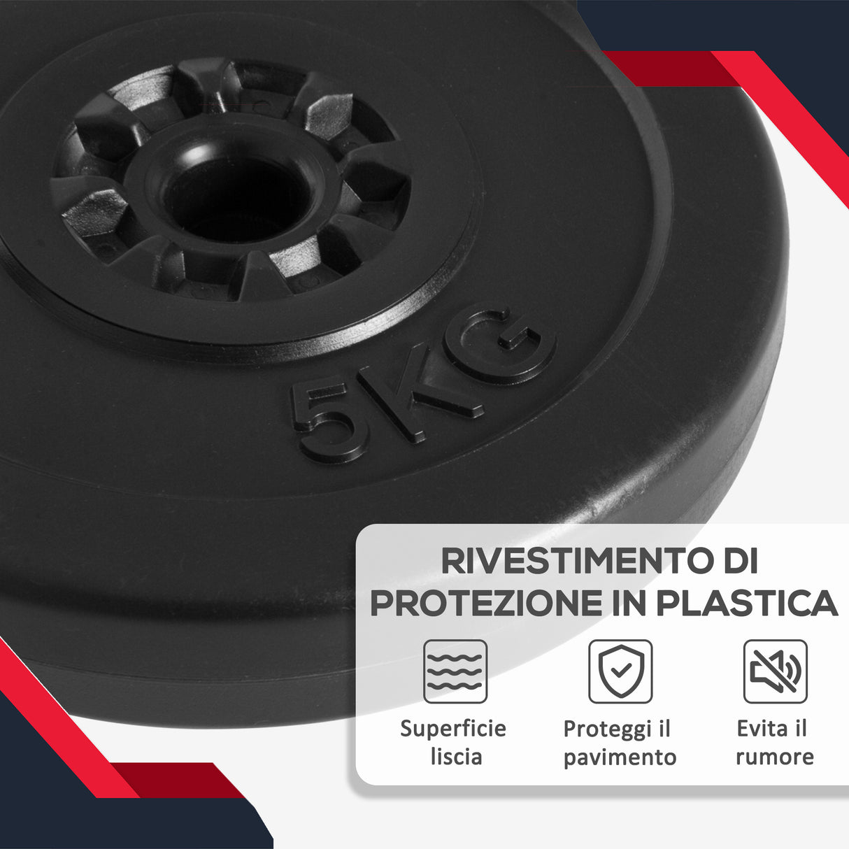 easycomfort easycomfort set di 4 dischi pesi per bilanciere e manubri peso totale 30kg 2x5kg e 2x10kg nero