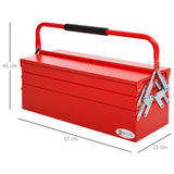 easycomfort cassetta porta attrezzi in acciaio pieghevole con 5 vassoi valigetta porta attrezzi 56x20x21 34cm rosso