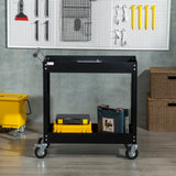 easycomfort carrello porta attrezzi a 2 ripiani in acciaio 84.5x38x84cm nero