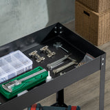 easycomfort carrello porta attrezzi a 2 ripiani in acciaio 84.5x38x84cm nero