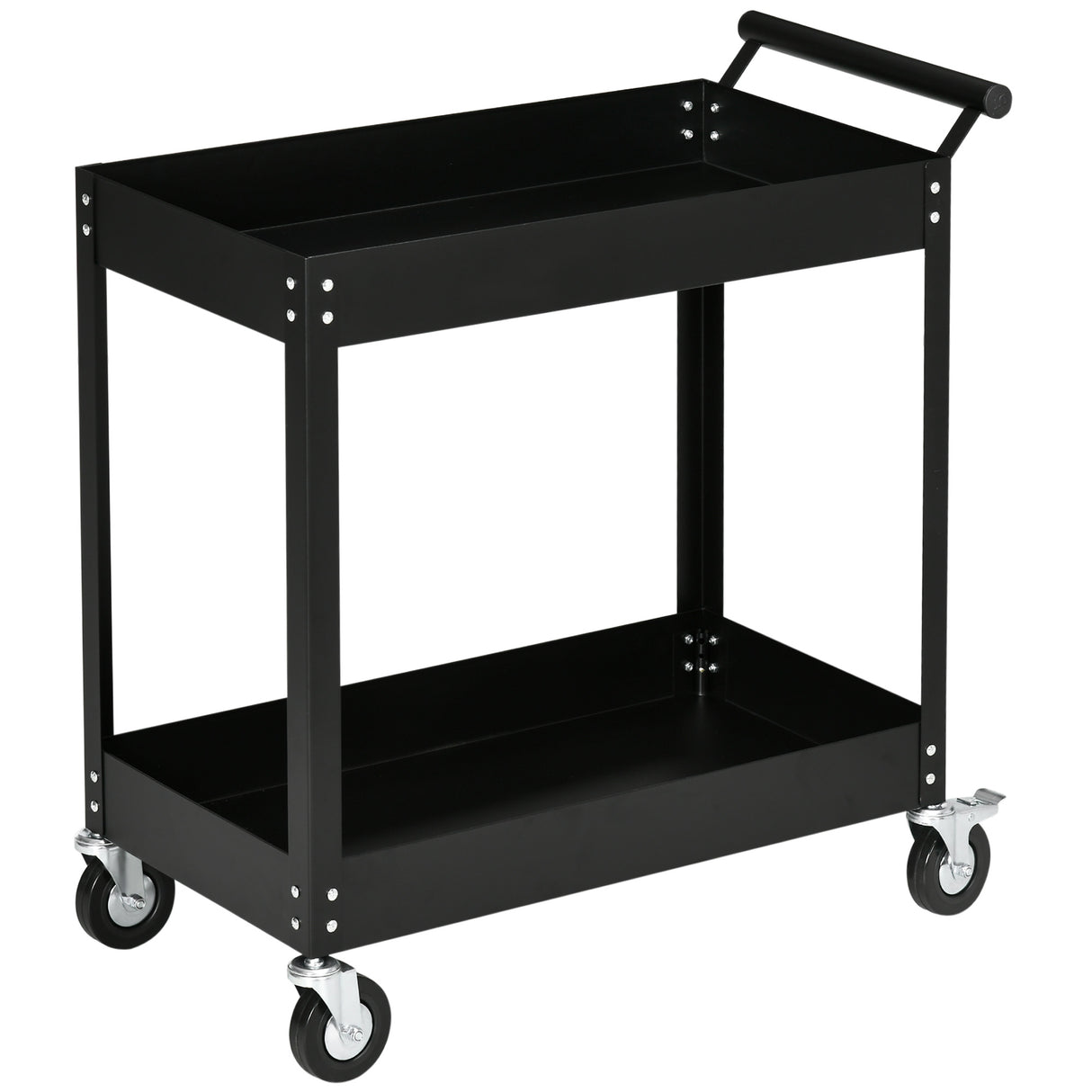 easycomfort carrello porta attrezzi a 2 ripiani in acciaio 84.5x38x84cm nero
