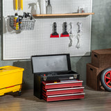 easycomfort cassetta porta attrezzi in acciaio con 3 cassetti e vassoio superiore 51x22x32 cm rosso e nero