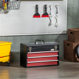 easycomfort cassetta porta attrezzi in acciaio con 3 cassetti e vassoio superiore 51x22x32 cm rosso e nero