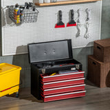 easycomfort cassetta porta attrezzi in acciaio con 4 cassetti e vassoio superiore 51x22x39.5 cm rosso e nero